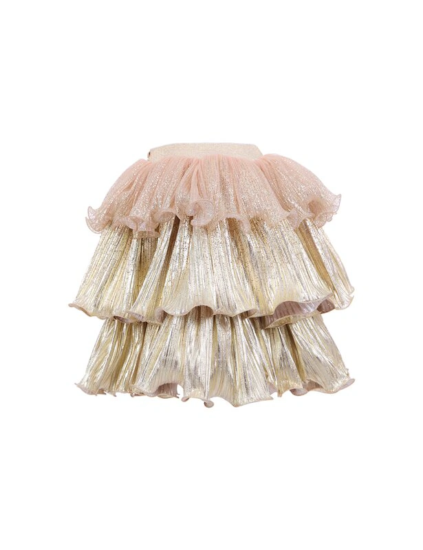 Gold pleated tulle skirt