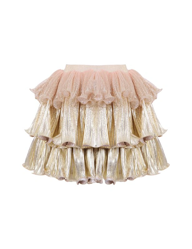 Gold pleated tulle skirt