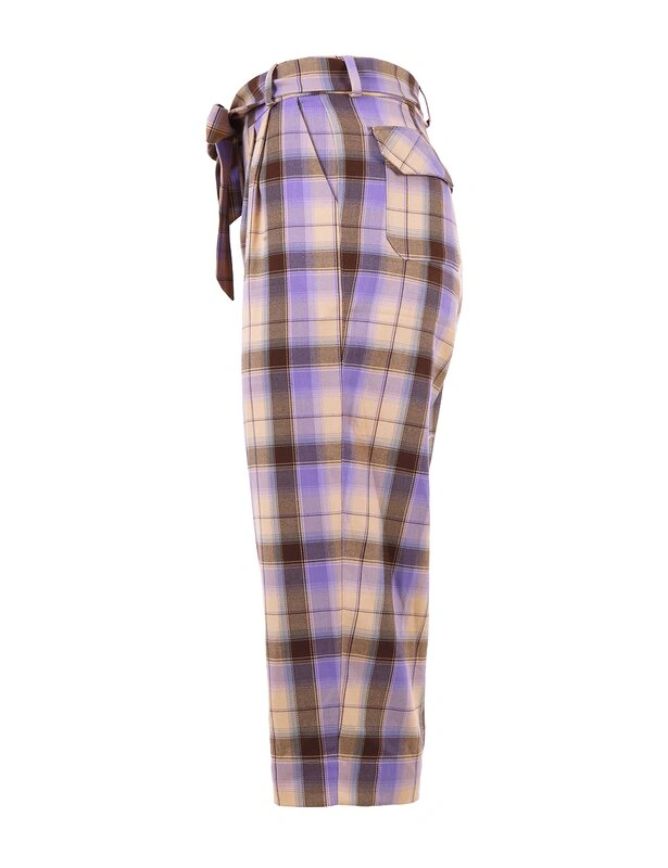 Tartan boyfriend high-waisted trousers