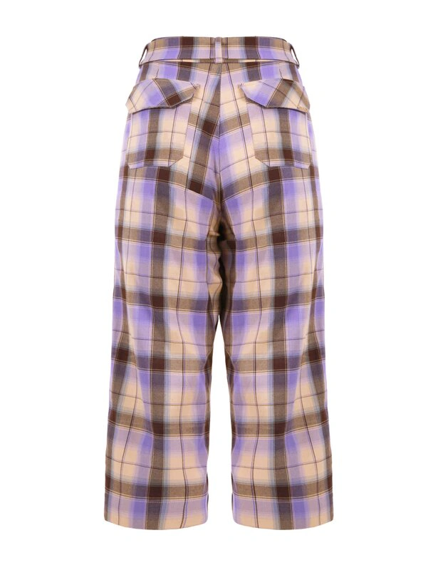 Tartan boyfriend high-waisted trousers